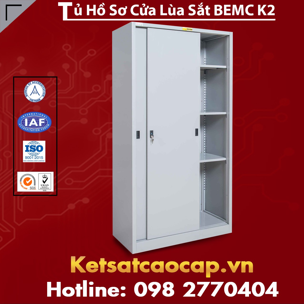 Tủ Hồ Sơ Cửa Lùa Sắt BEMC K2