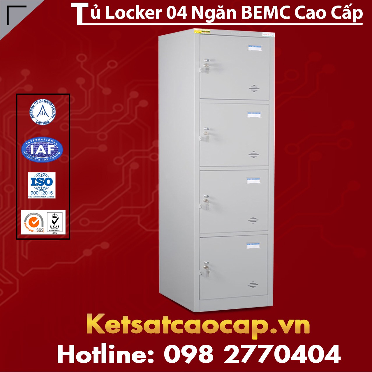 Tủ Locker Đơn 4 Ngăn
