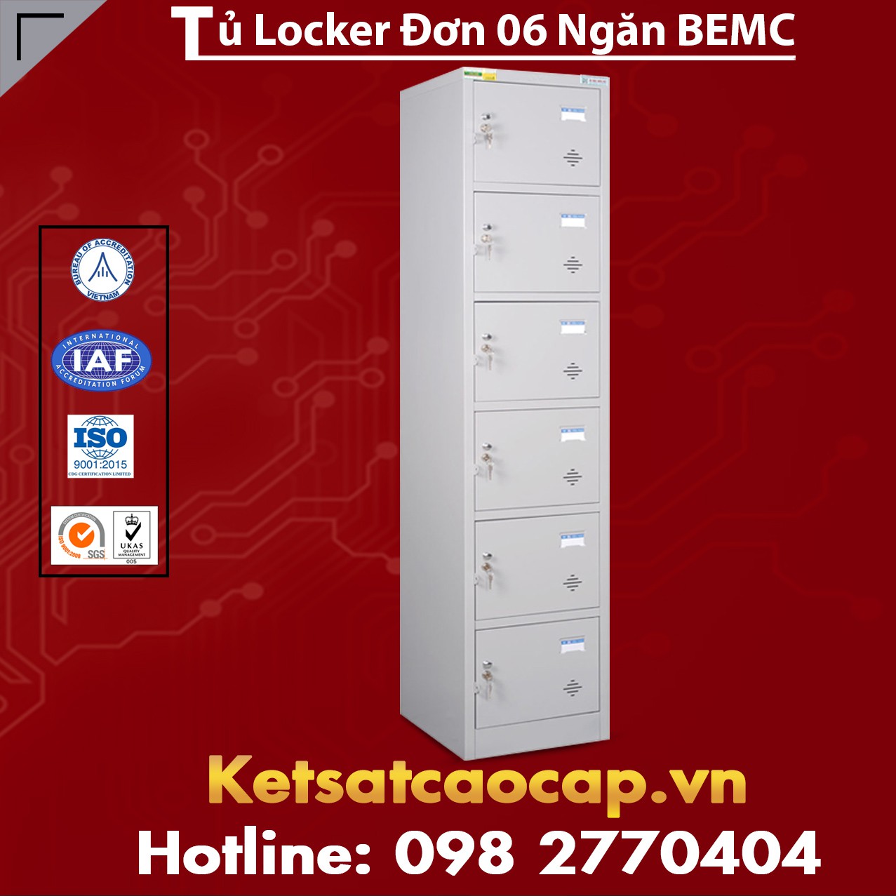 Tủ Locker Đơn 6 Ngăn
