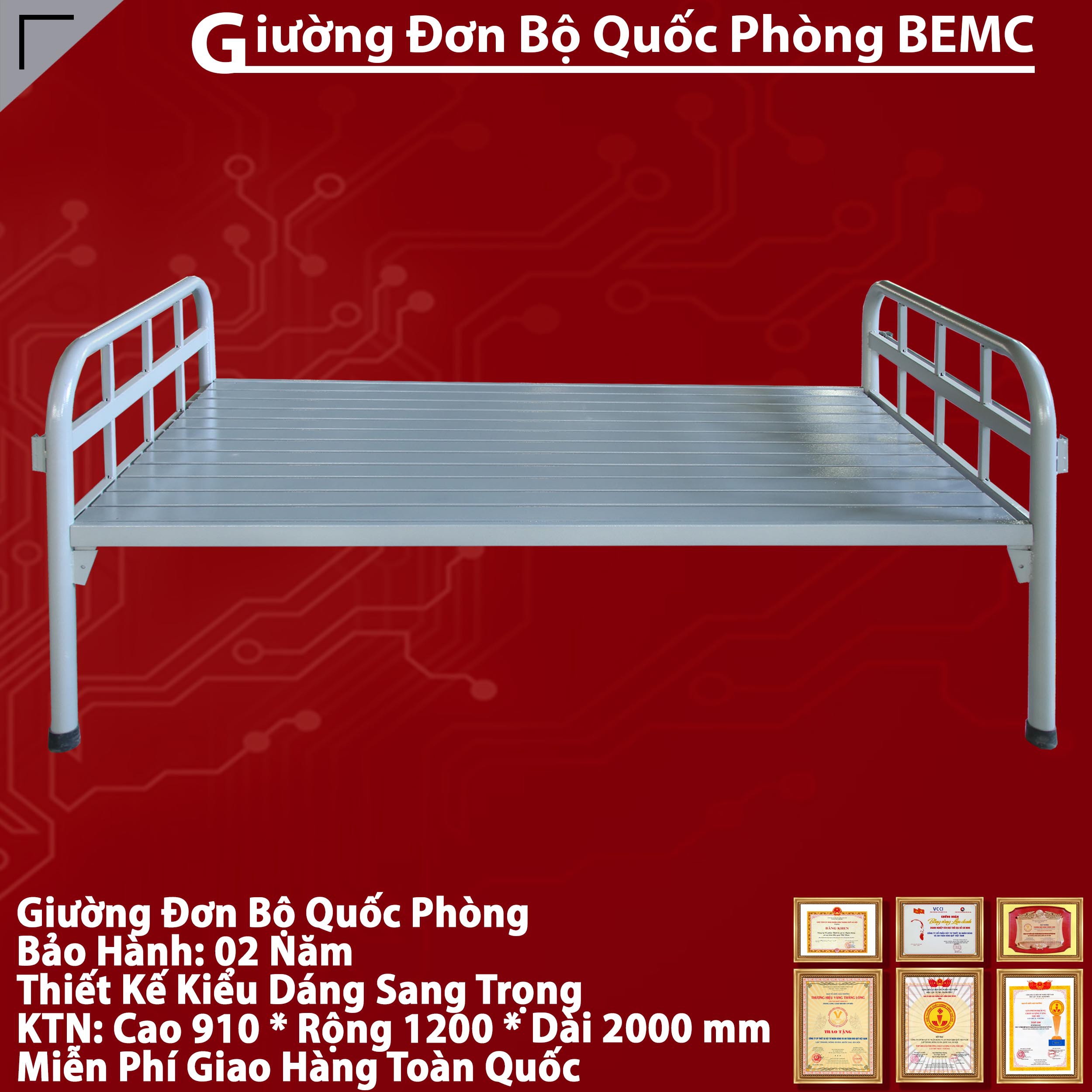 Giường đơn khung thép 