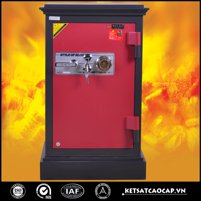 két sắt an toàn KN170 đen hai khóa cơ cánh đỏ