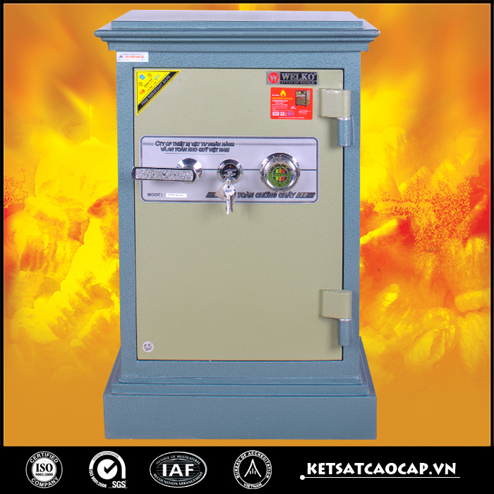 két sắt an toàn Kn54 xanh khoá cơ
