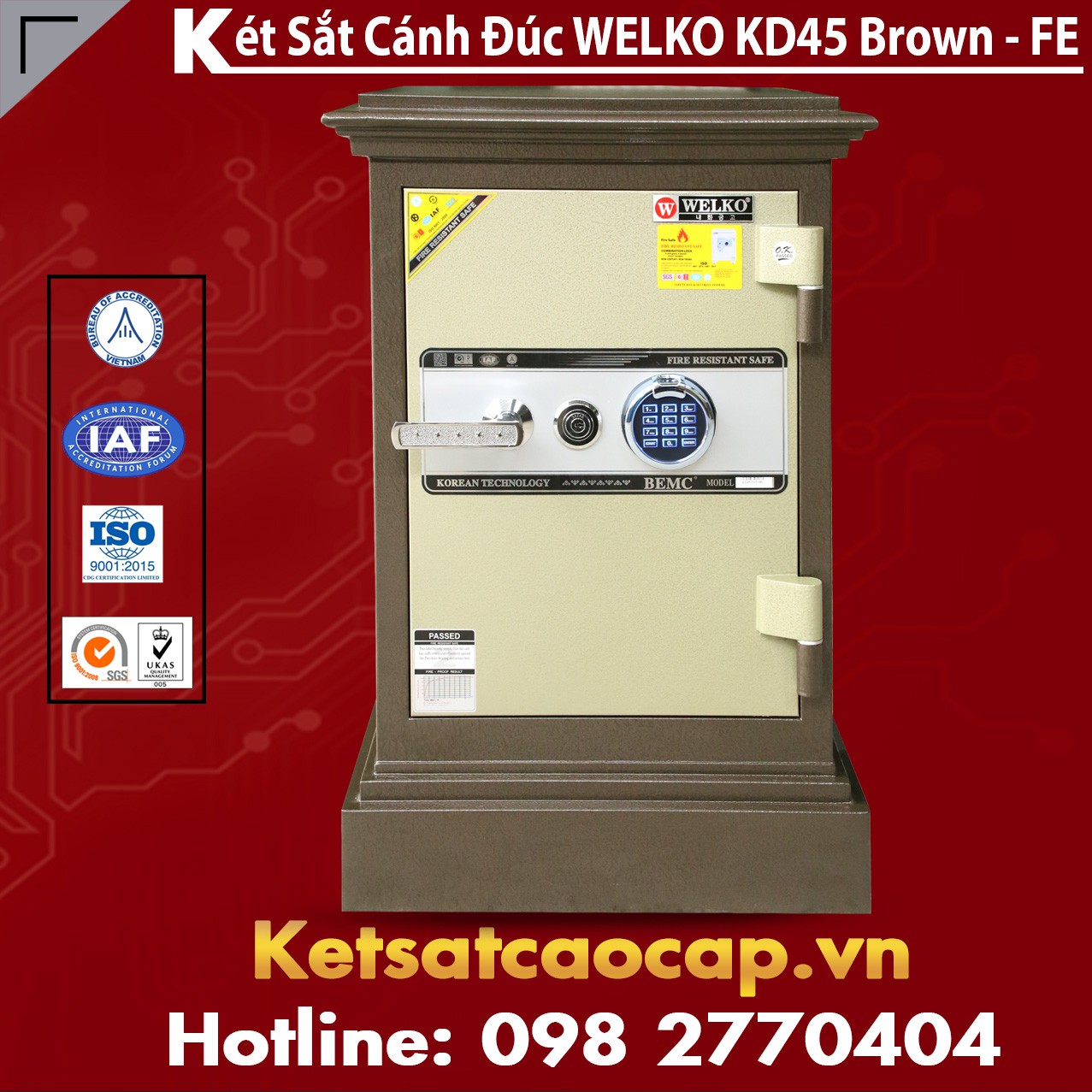 Két Sắt Gia Đình Hàn Quốc WELKO KD45 Brown - FE