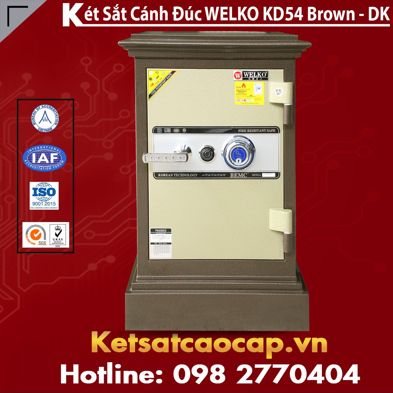Két Sắt Mini Chính Hãng WELKO KD54 Brown - DK