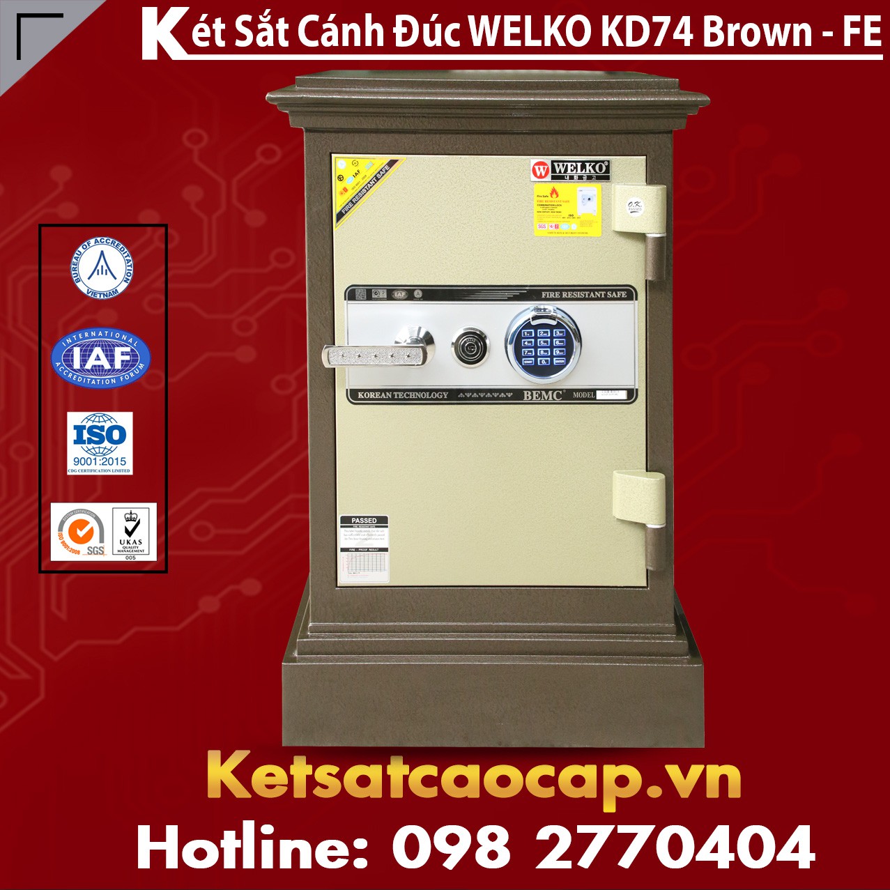 Két Sắt Gia Đình Hàn Quốc WELKO KD74 Brown - FE