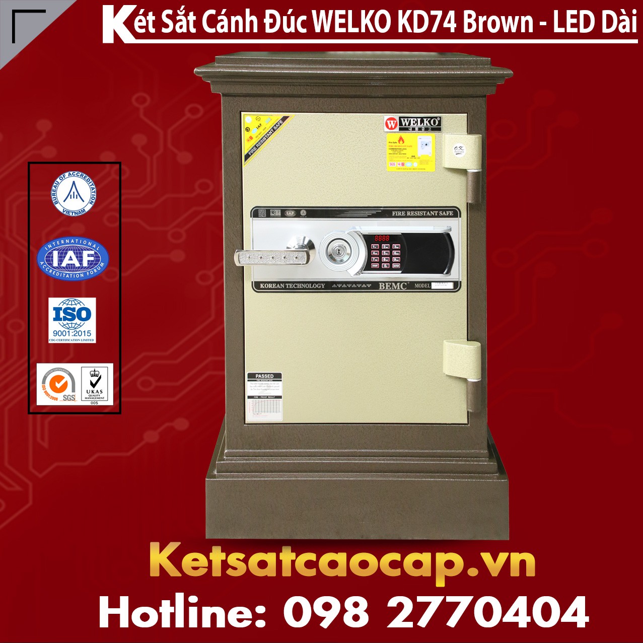 Két Văn Phòng Hàn Quốc WELKO KD74 Brown - LED Dài