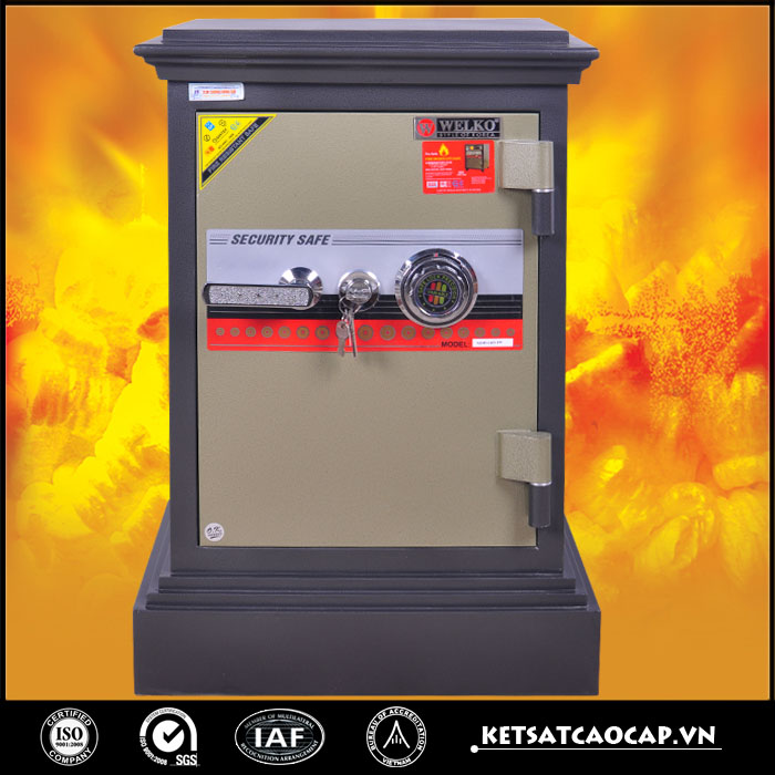 Két sắt cánh đúc KD45 Đen cánh vàng chìa bi