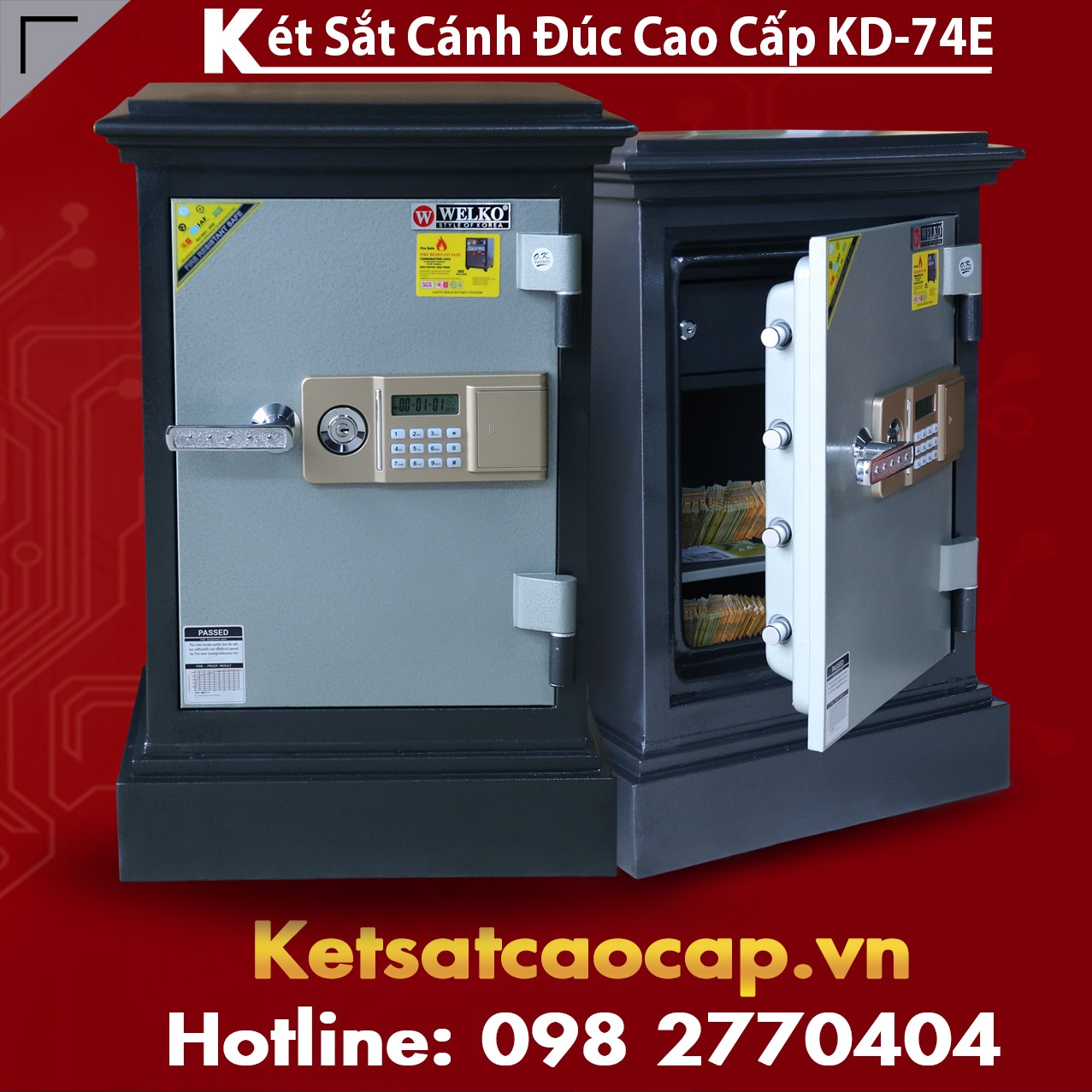 giá két sắt gia đình KD74 khoá cơ