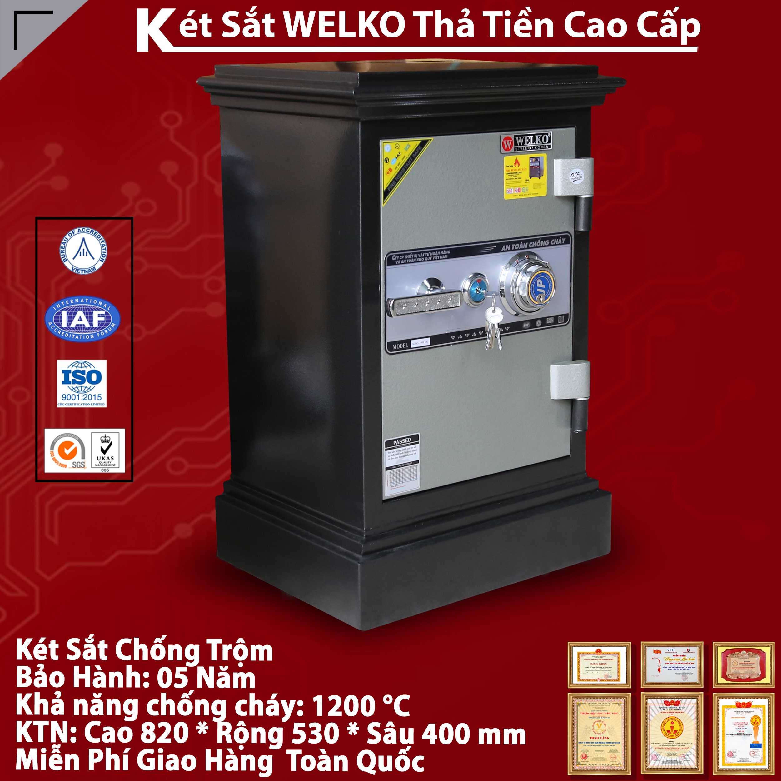 Két sắt có khe thả tiền