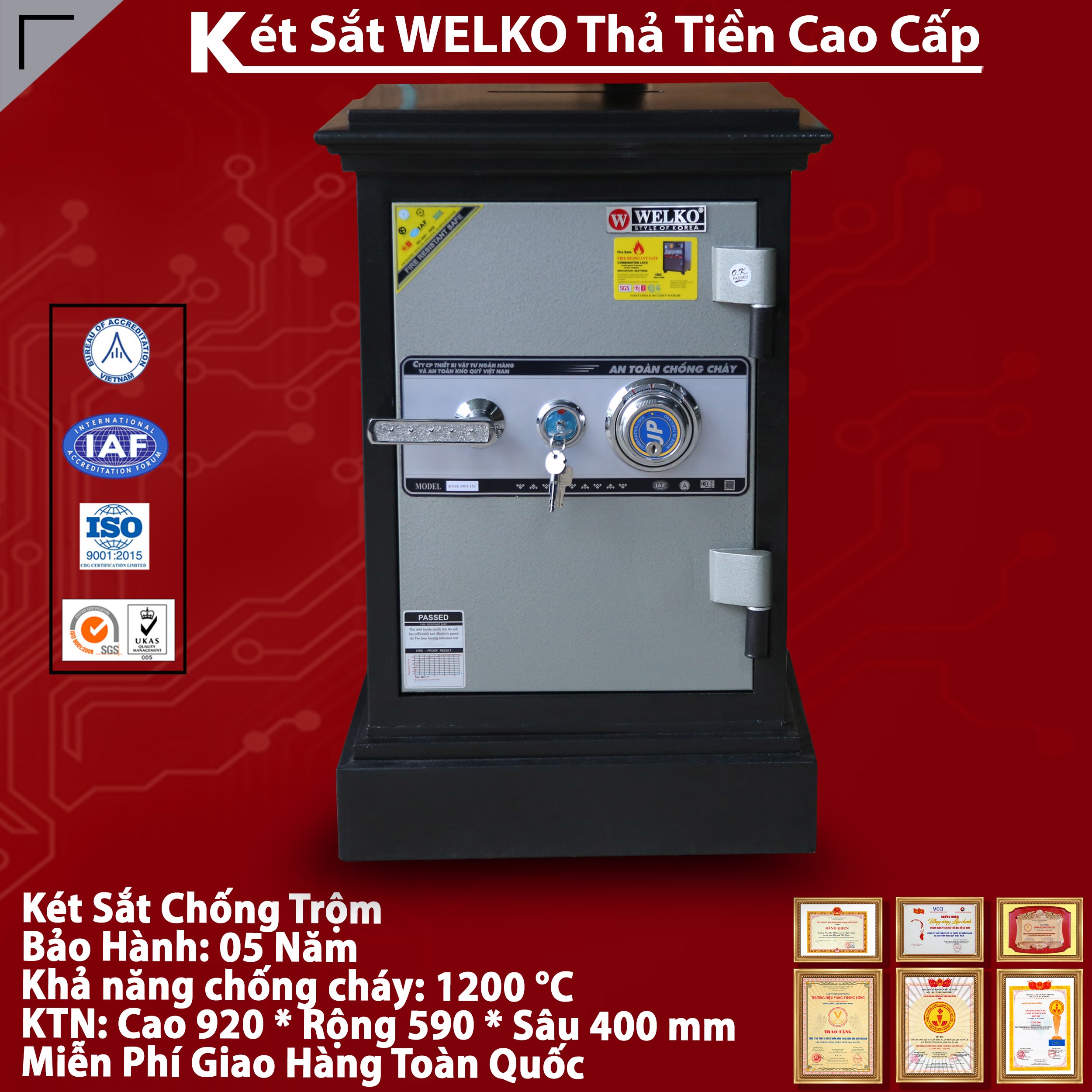 Két sắt có khe thả tiền