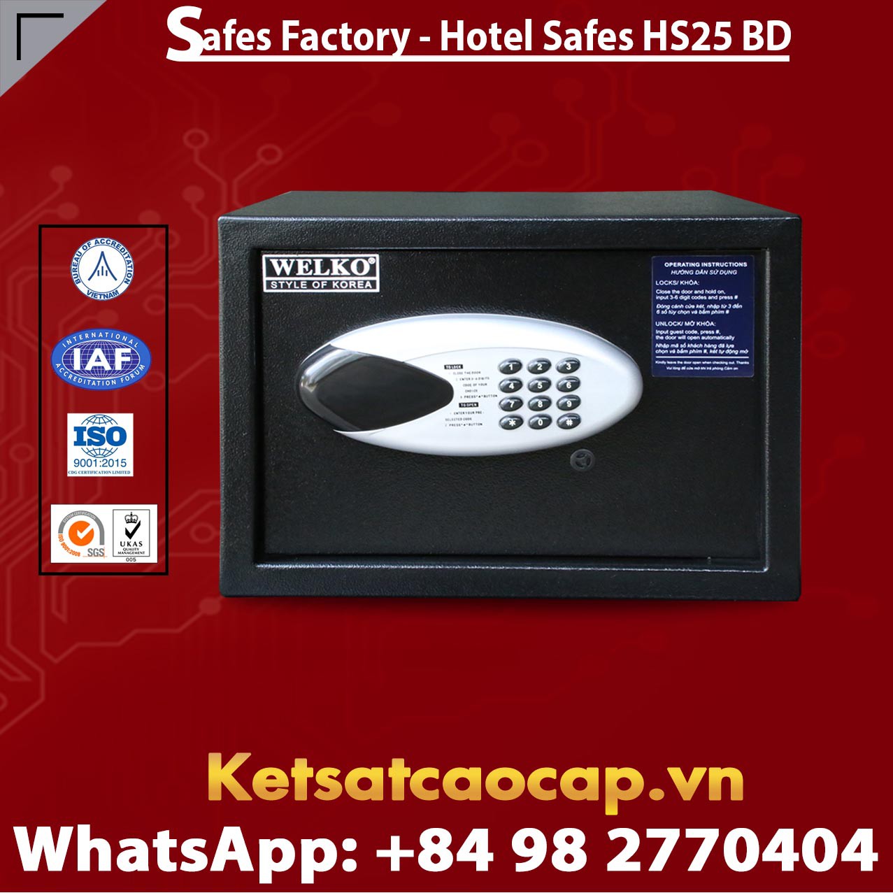 Két Sắt Khách Sạn Hà Nội Hotel Safes WELKO HS25 BD