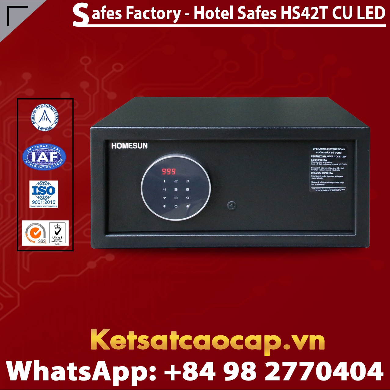 Hotel Safes HOMESUN HS42T CU LED