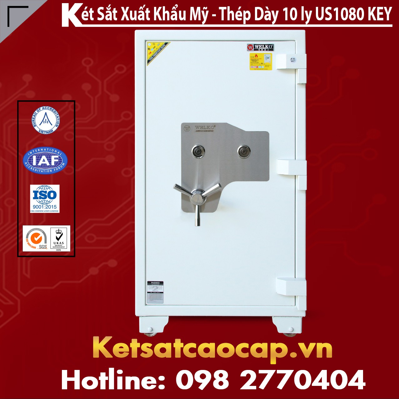Két Sắt Mini Safes WELKO US1080 KEY White