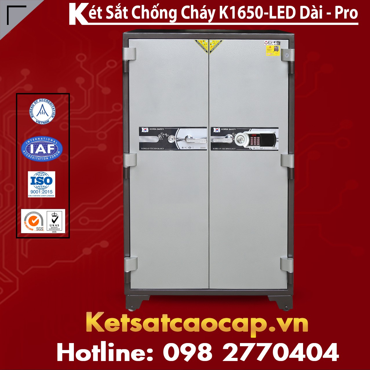 Két Sắt Chống Cháy Welko K1650 LED Dài - Pro