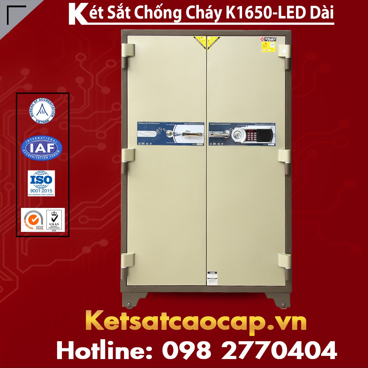 Két Sắt Chống Cháy Welko K1650 - LED Dài