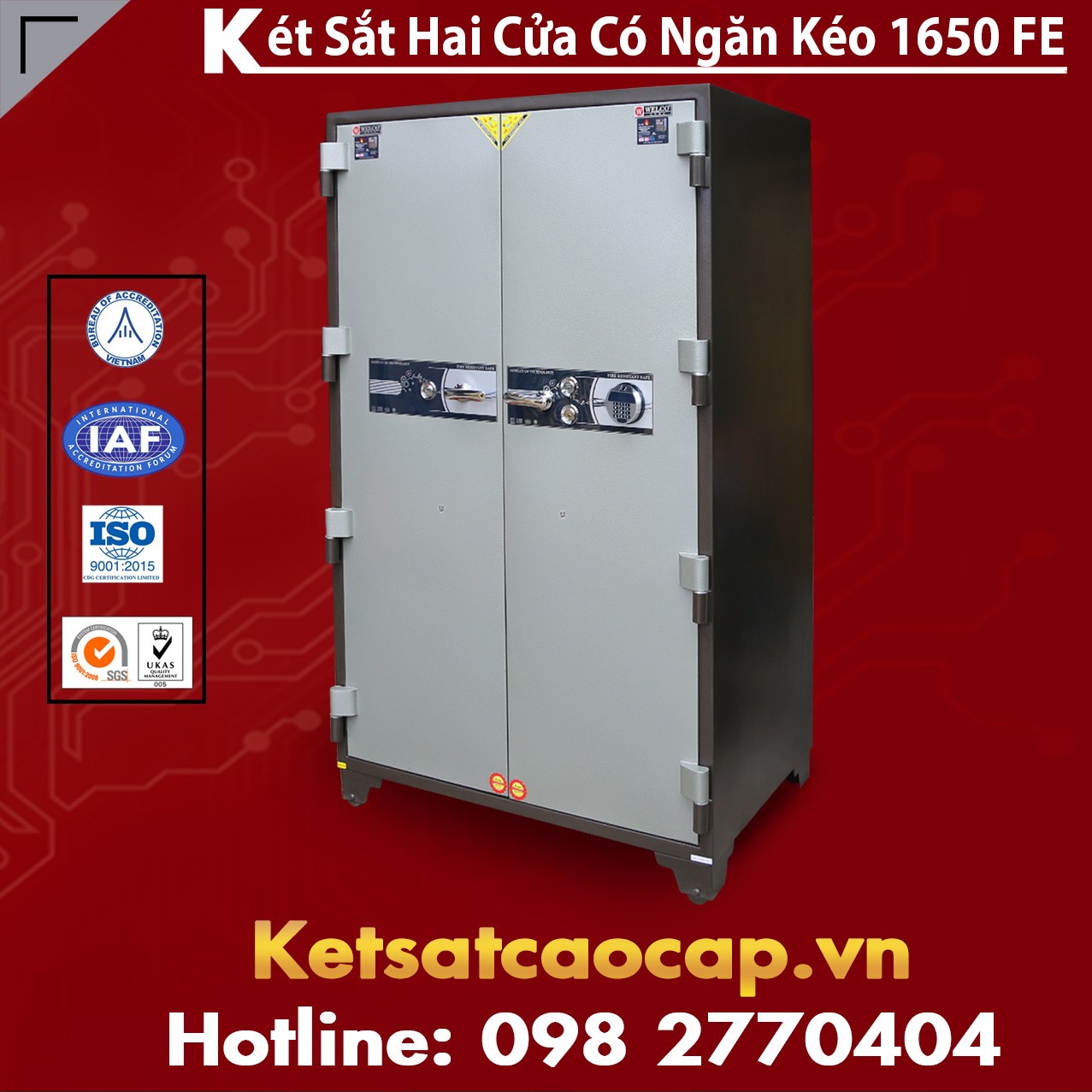 Két sắt 2 cửa đựng hồ sơ