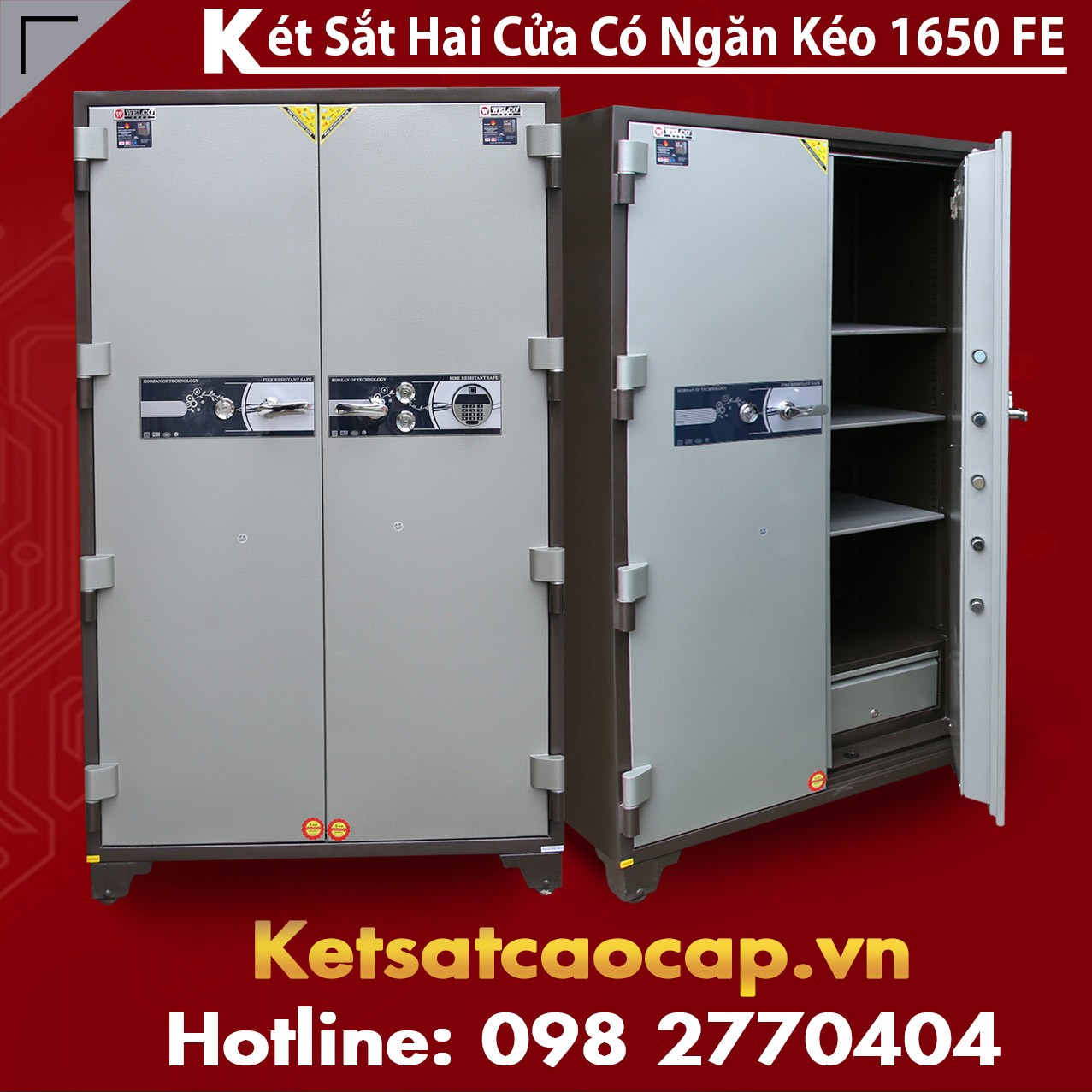 Két Sắt 2 Cửa Đựng Hồ Sơ 1650FE