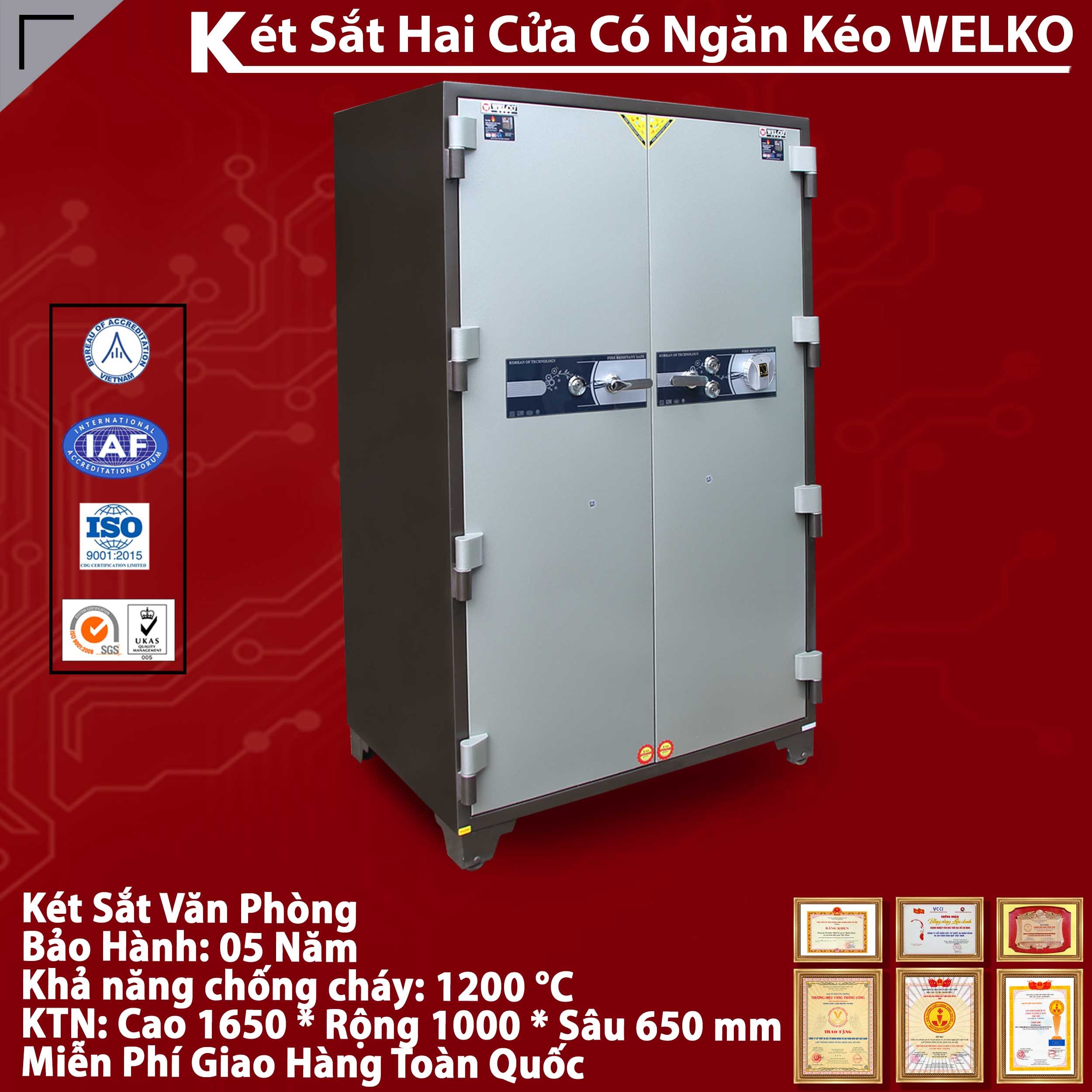 Két sắt 2 cửa đựng hồ sơ