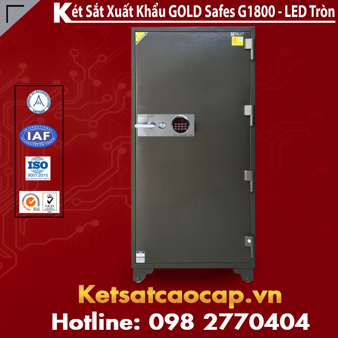 Két Sắt Phát Lộc GOLD SAFES GC1800 LED Tròn