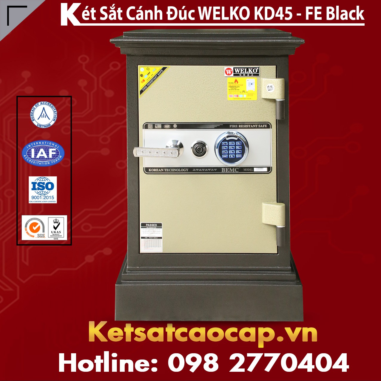 Két Sắt Trong Phòng Ngủ WELKO KD45 - FE Black
