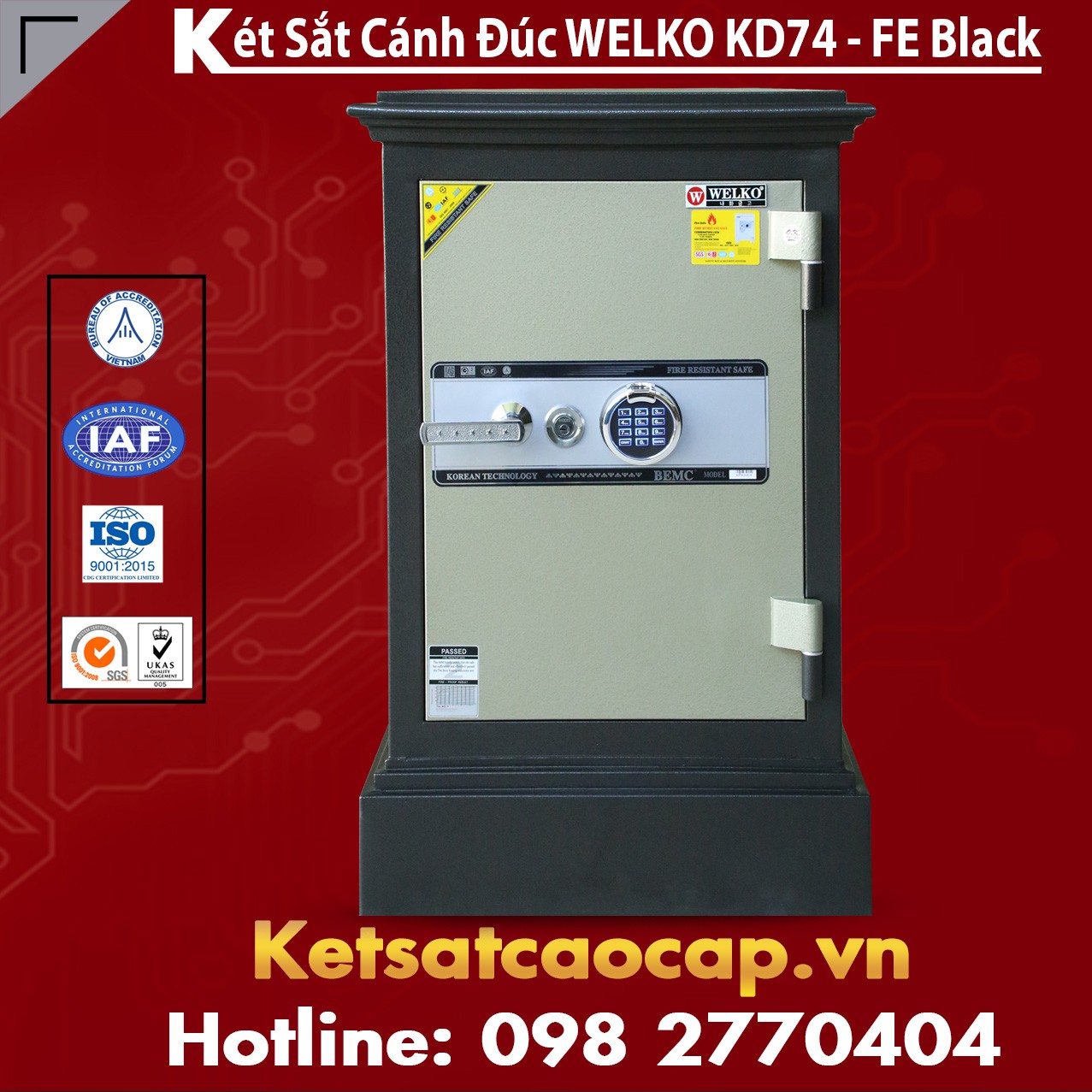 Két Sắt Trong Phòng Ngủ WELKO KD74 - FE Black