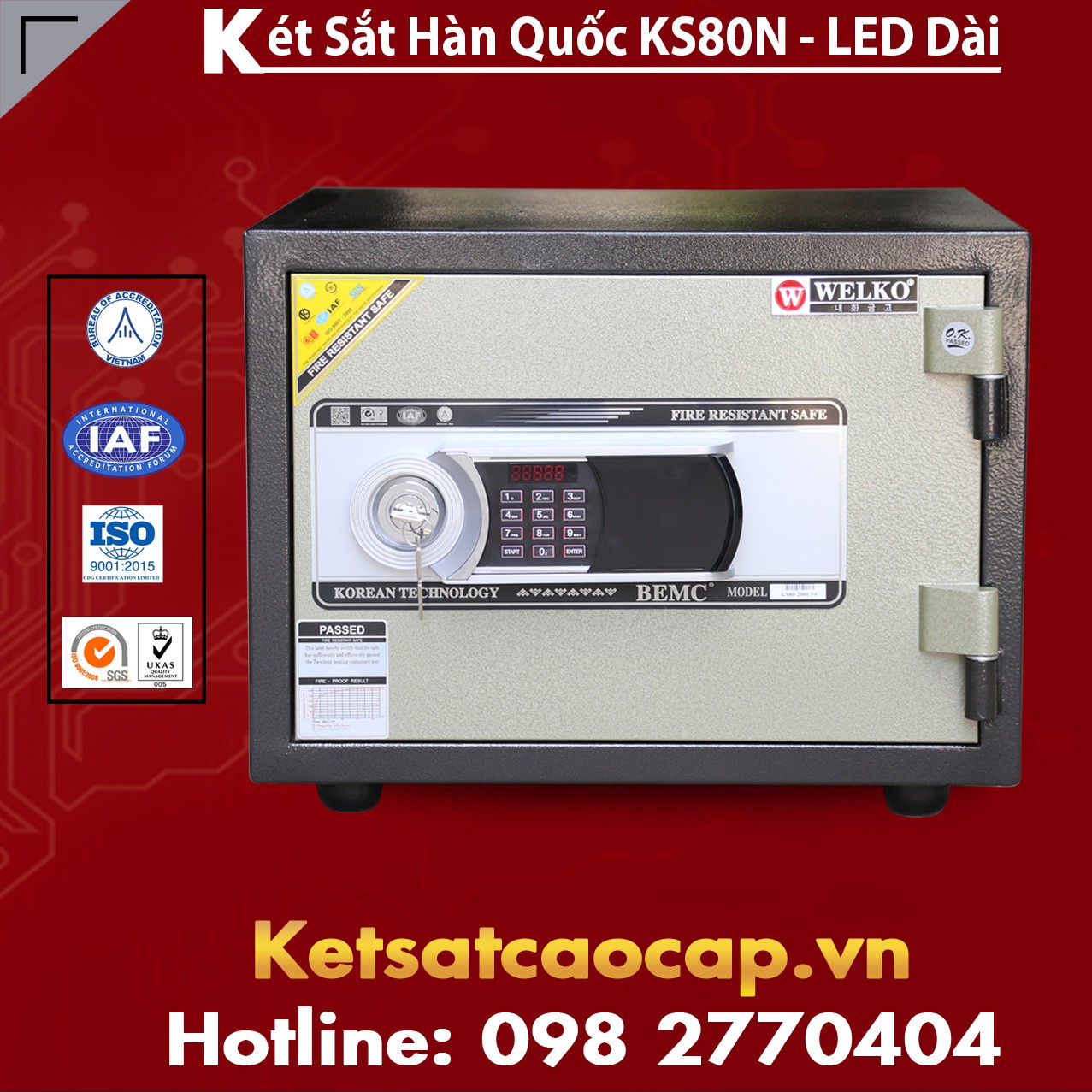 Két Sắt Hàn Quốc KS 80N - Led Dài