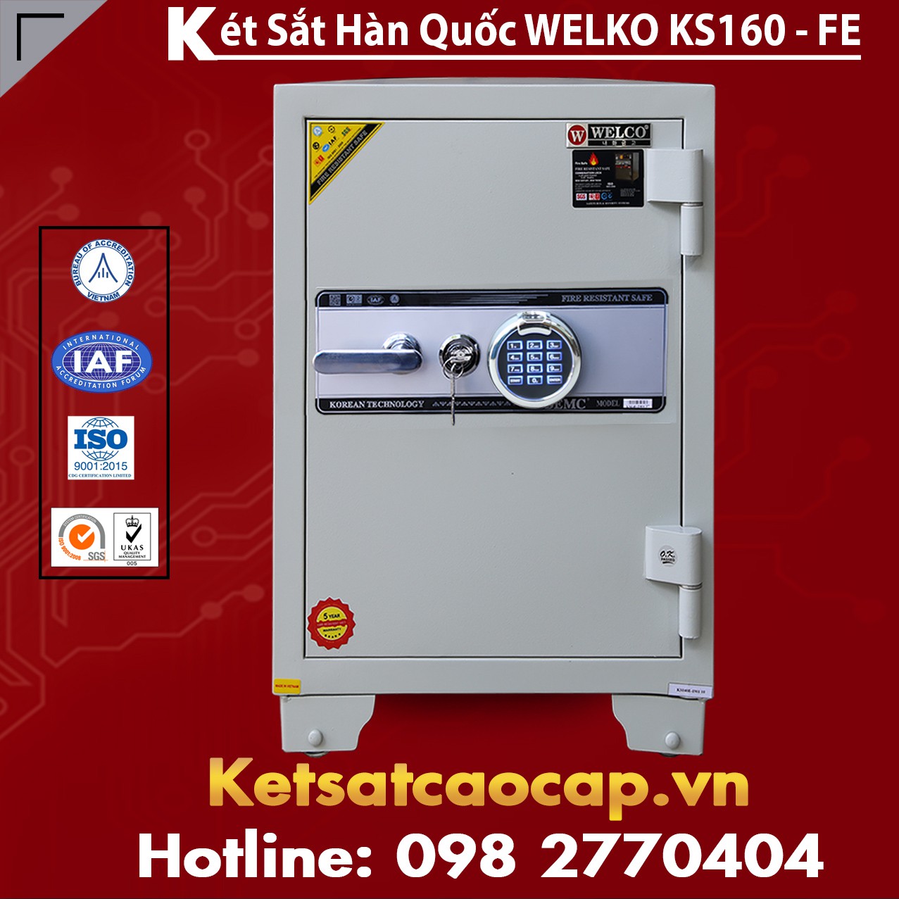 Két Sắt Vân Tay  KS160 - White FE