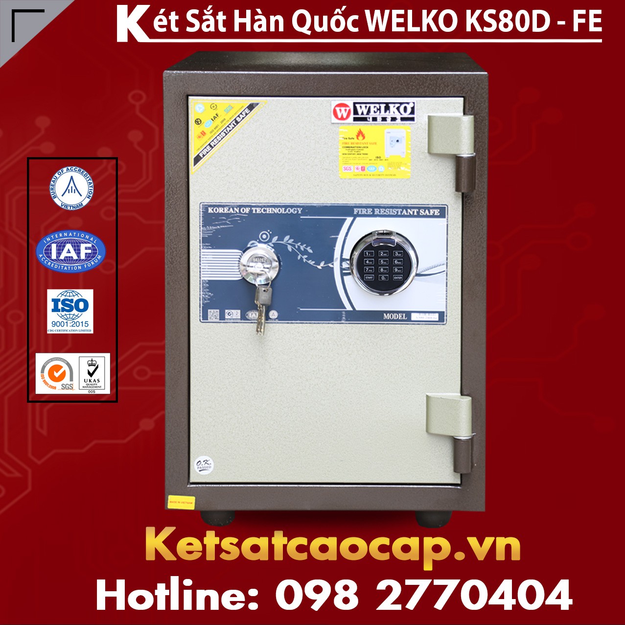 Két Sắt Vân Tay KS80D - Brown FE
