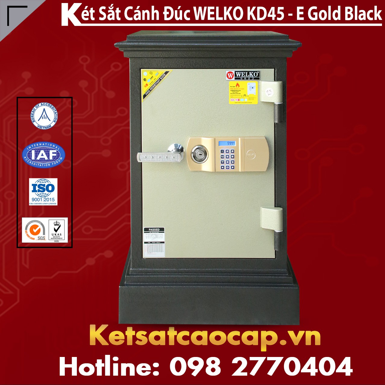 Két Sắt Xịn WELKO KD45 E Gold Black