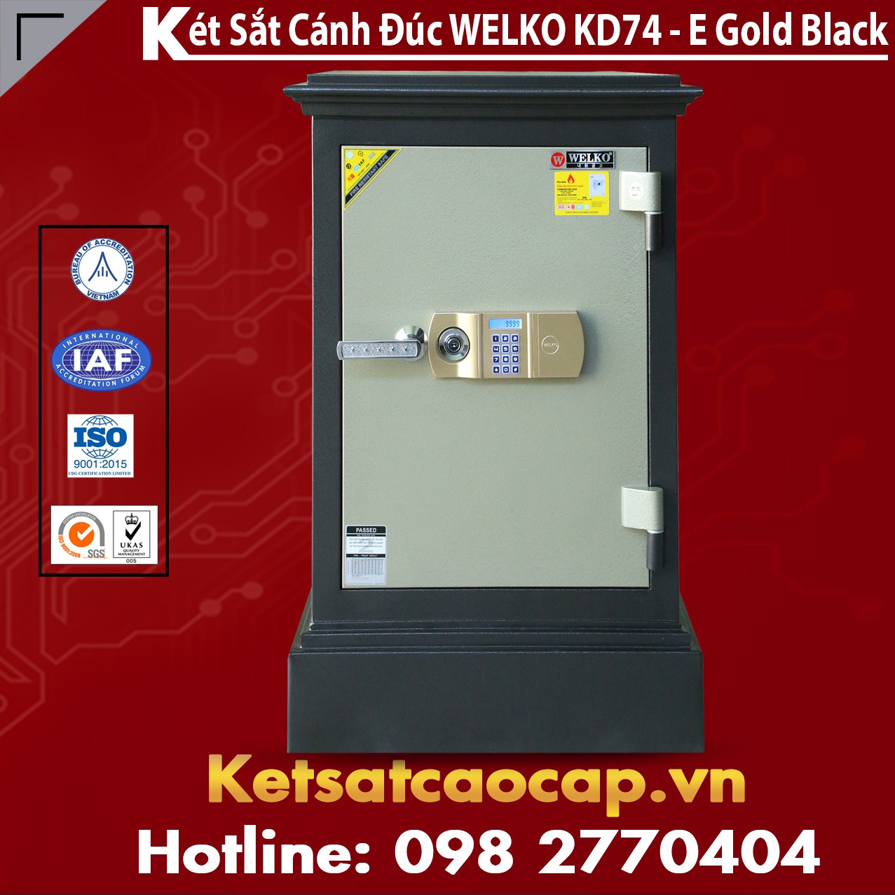 Két Sắt Xịn WELKO KD74 E Gold Black