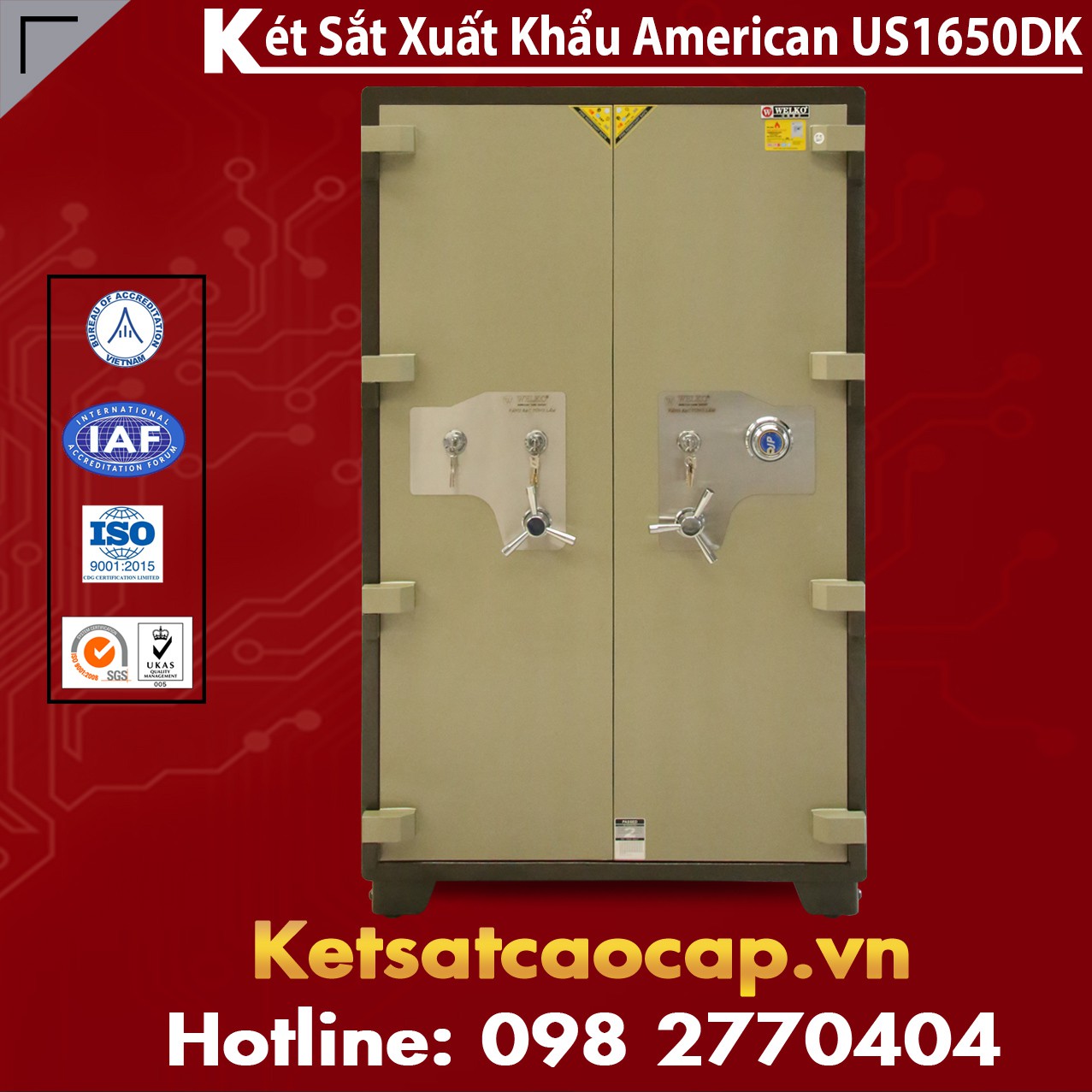 Két Sắt Tiệm Vàng WELKO US1650 DK 2 Cửa