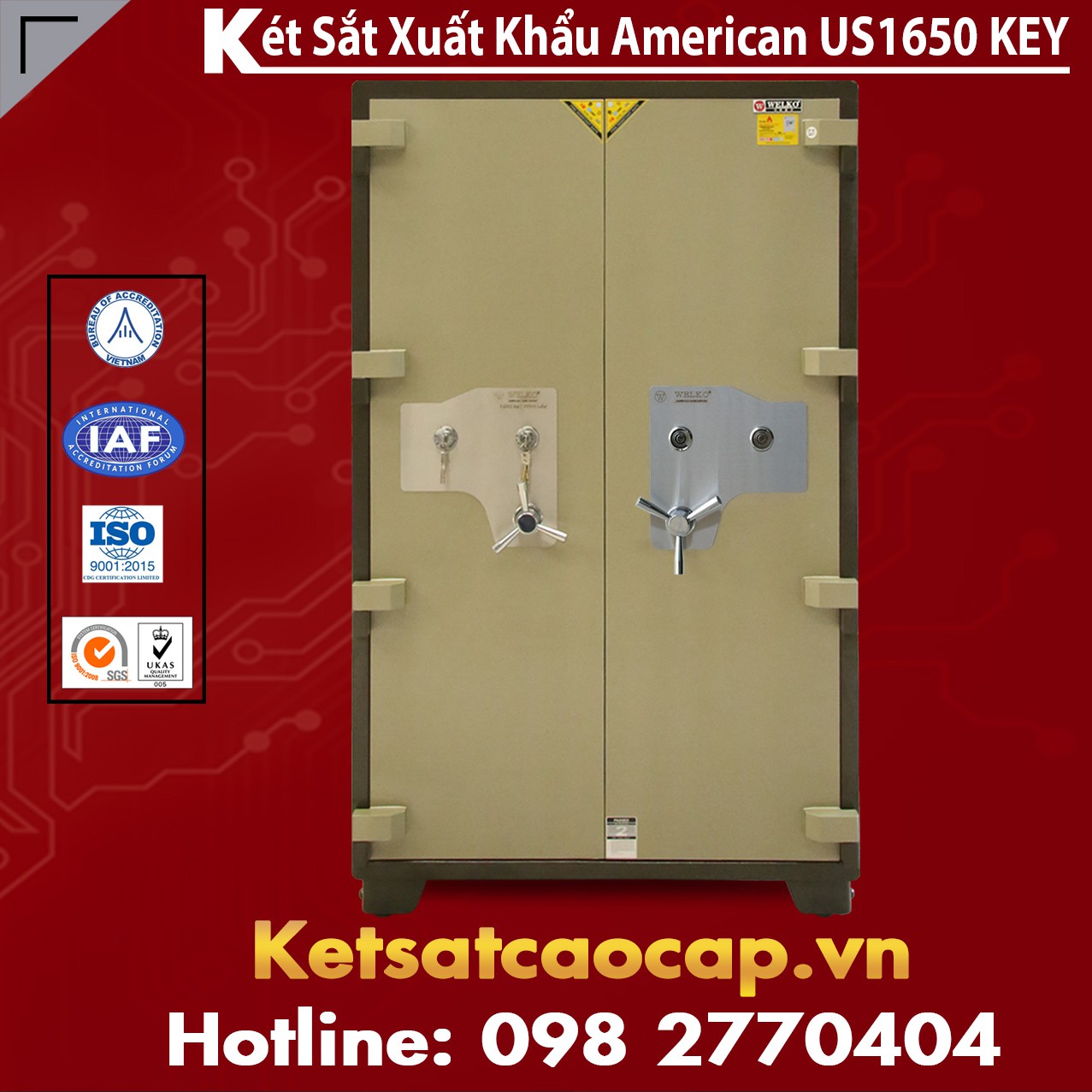 Két Sắt Mini Safes WELKO US1650 KEY 2 Cửa