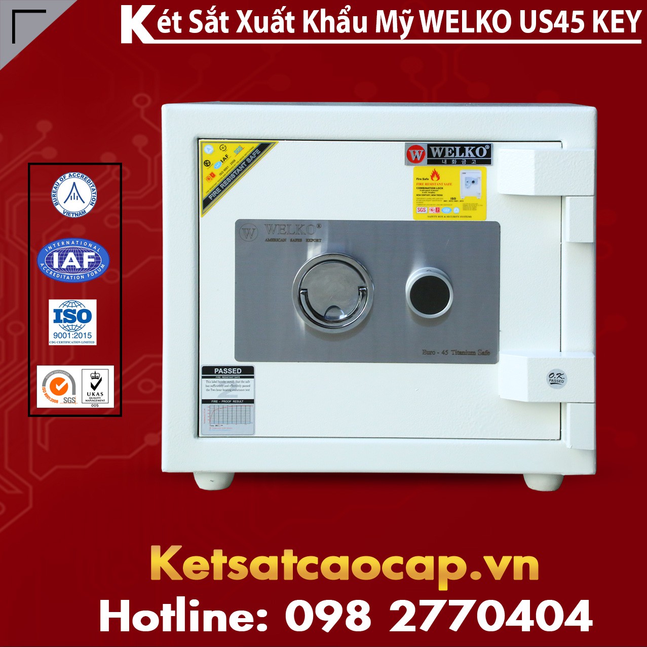 Két Sắt Mini Safes WELKO US45 KEY White