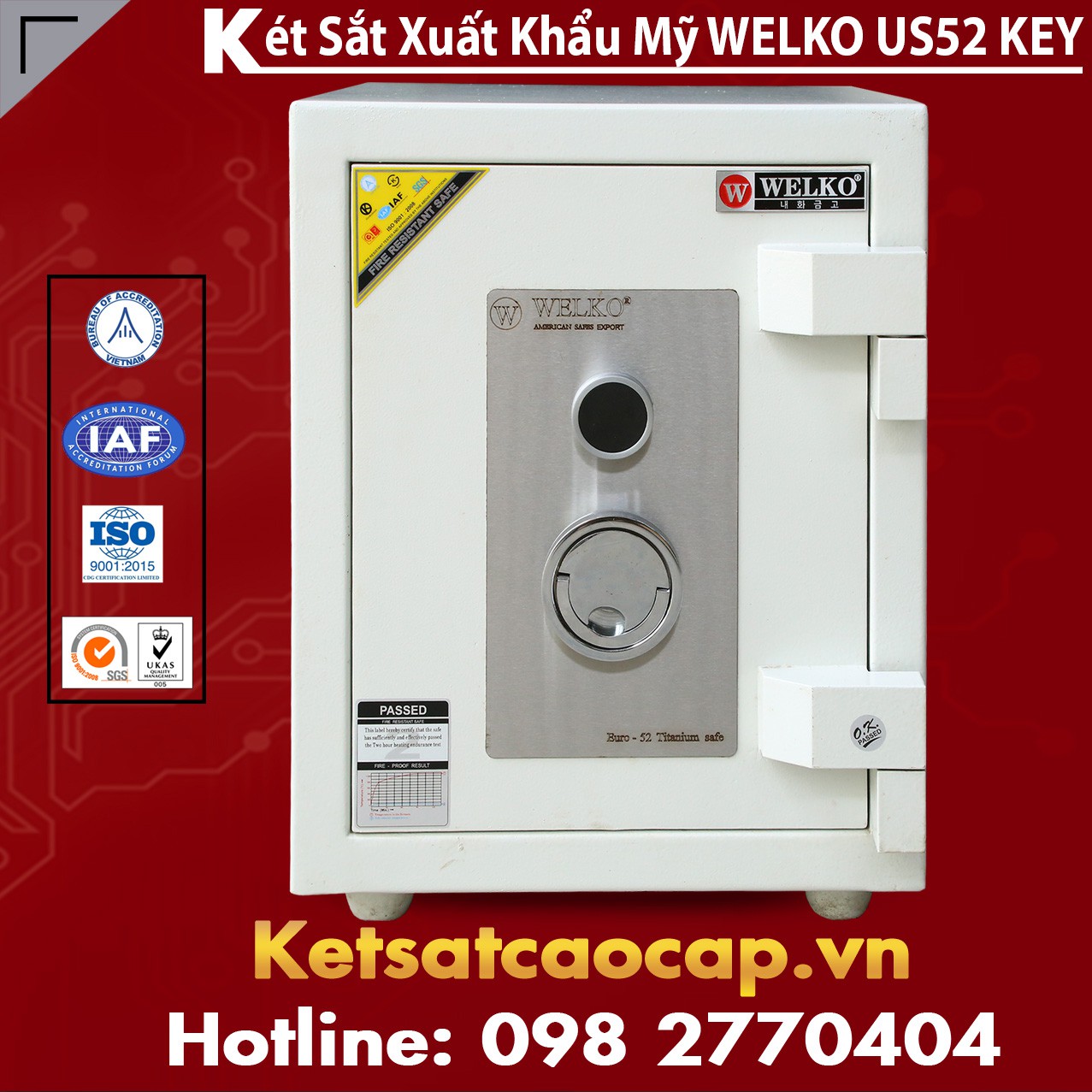 Két Sắt Mini Safes WELKO US52 KEY White