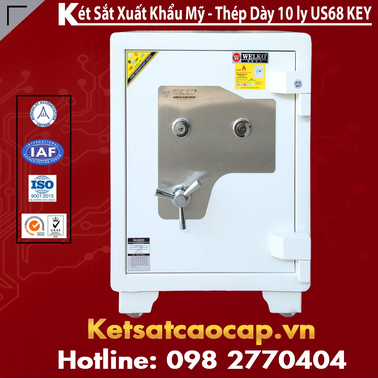 Két Sắt Mini Safes WELKO US68 KEY White