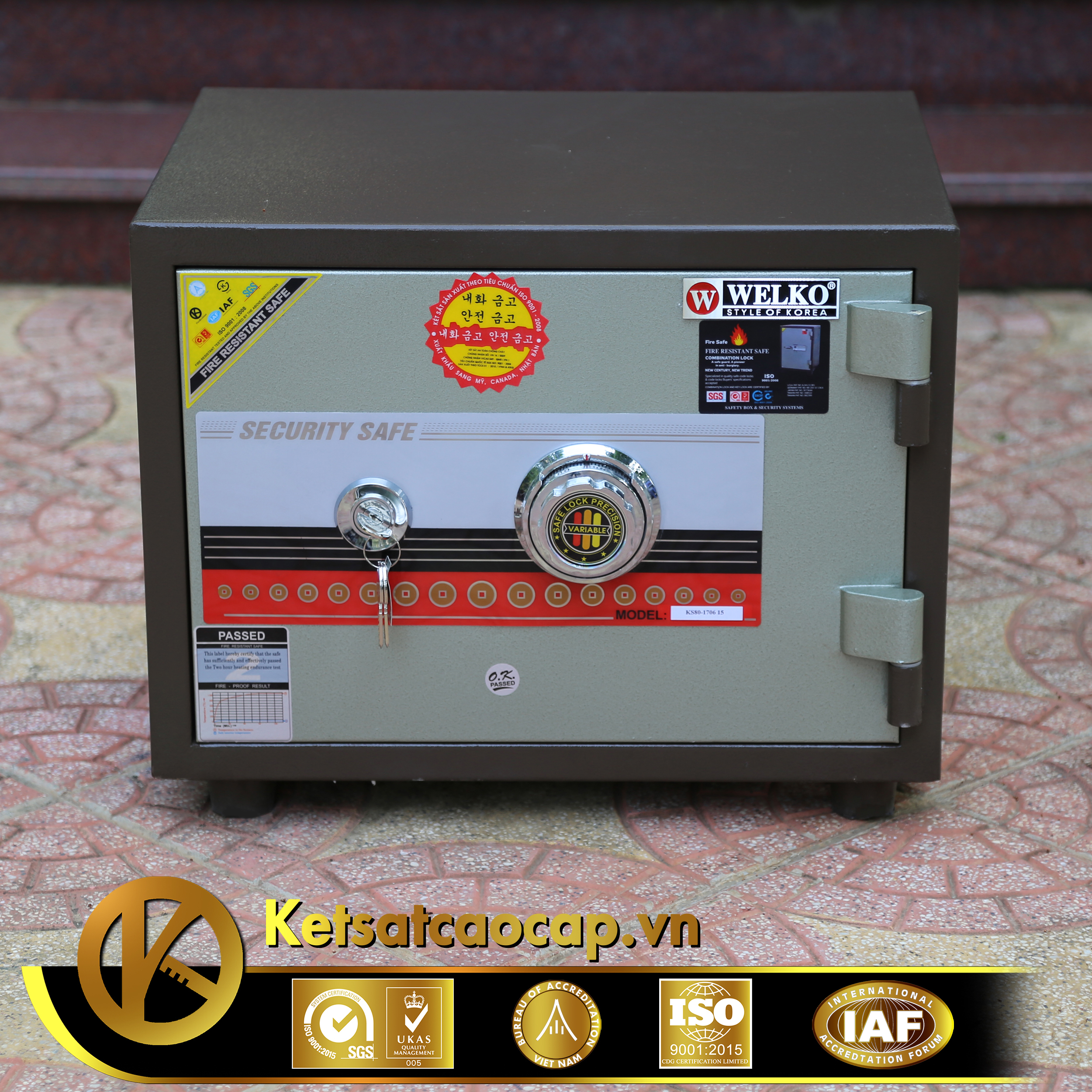 Két sắt văn phòng KS80N Brown-Series Khóa cơ