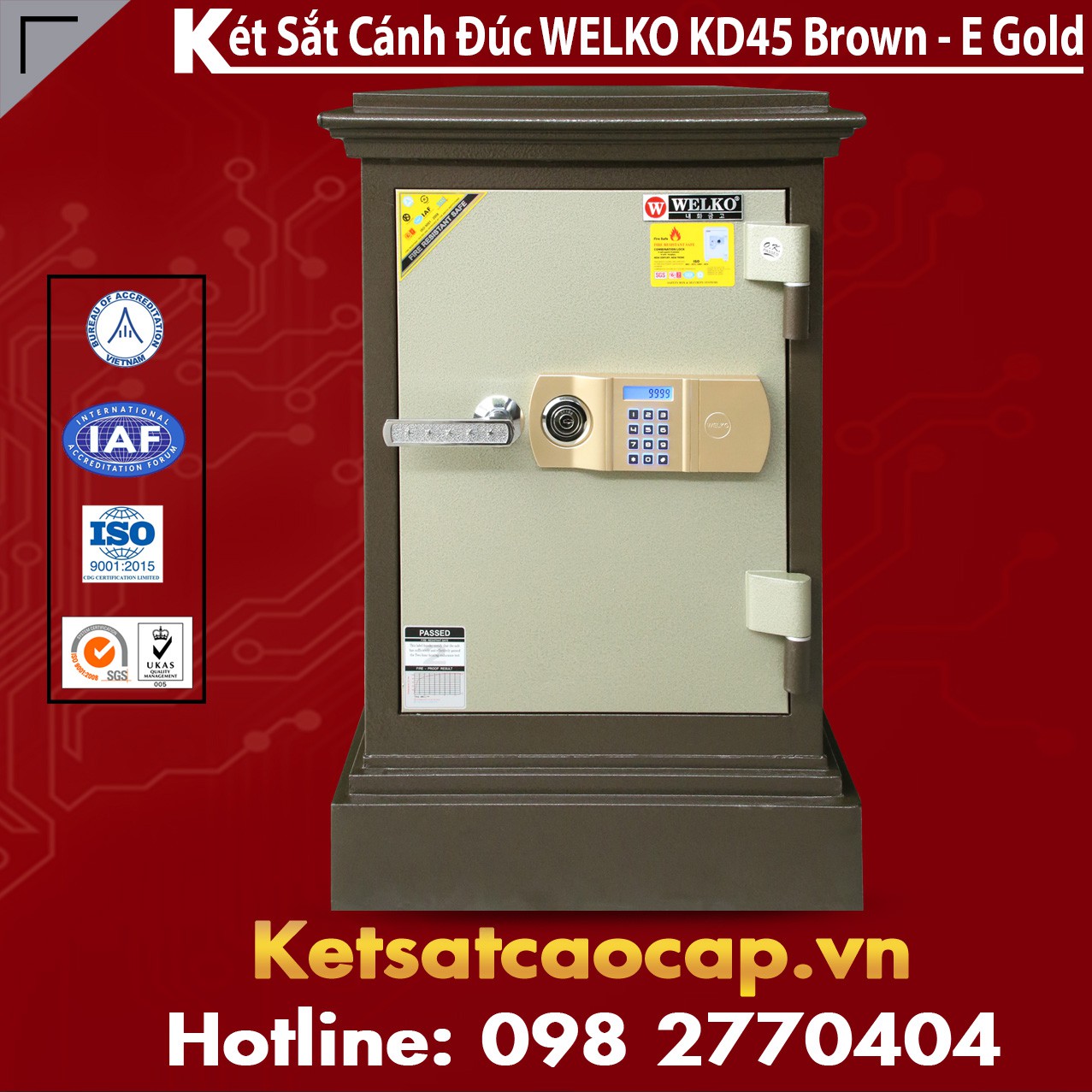 Nhà Máy Sản Xuất Két Sắt WELKO KD45 E Gold Brown