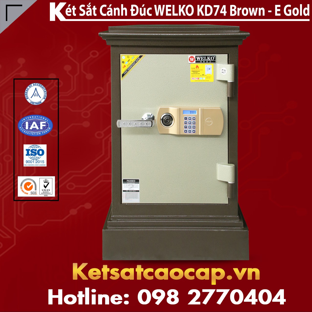 Nhà Máy Sản Xuất Két Sắt WELKO KD74 E Gold Brown