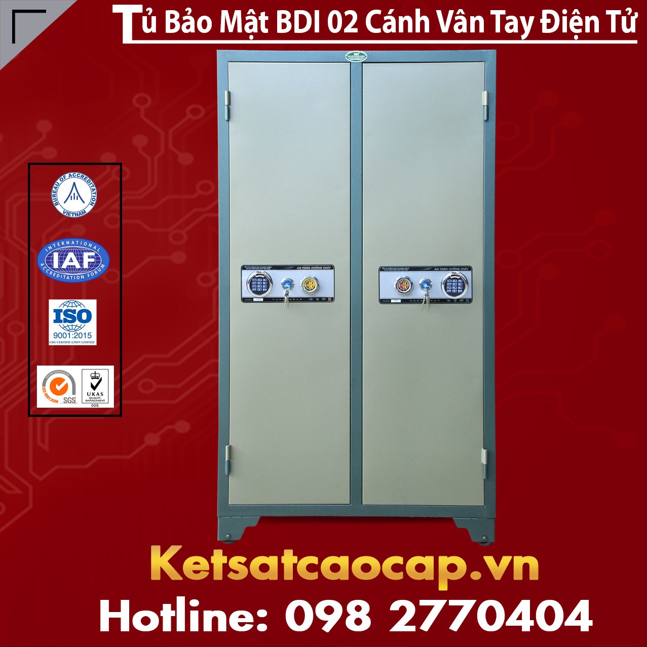 Tủ Bảo Mật BDI 2 Cánh Vân Tay Điện Tử