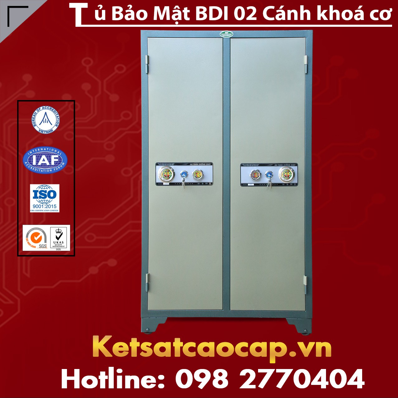 Tủ Bảo Mật BDI 2 Cánh Khóa Cơ