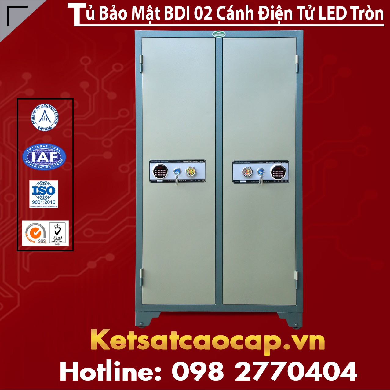 Tủ Bảo Mật BDI 2 Cánh Điện Tử LED Tròn