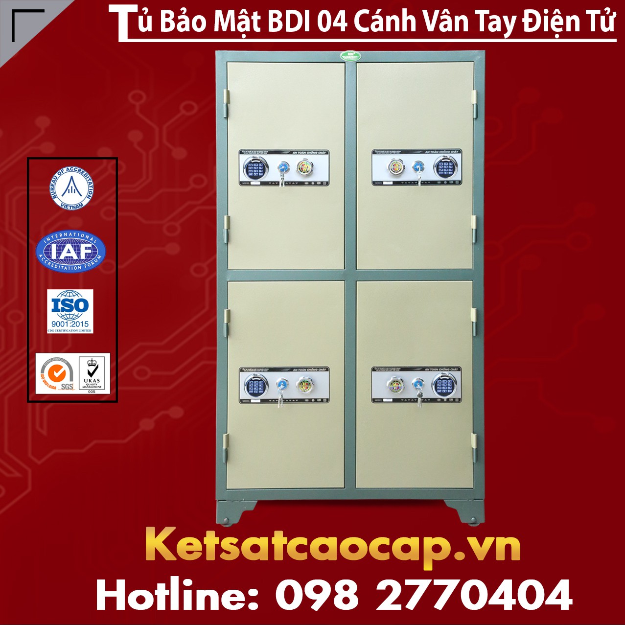 Tủ Bảo Mật BDI 4 Cánh Khoá Vân Tay Điện Tử