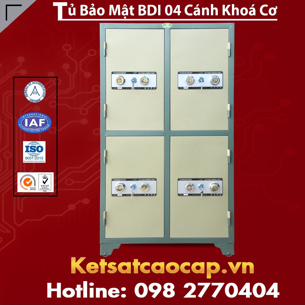 Tủ Bảo Mật BDI 4 Cánh Khoá Cơ