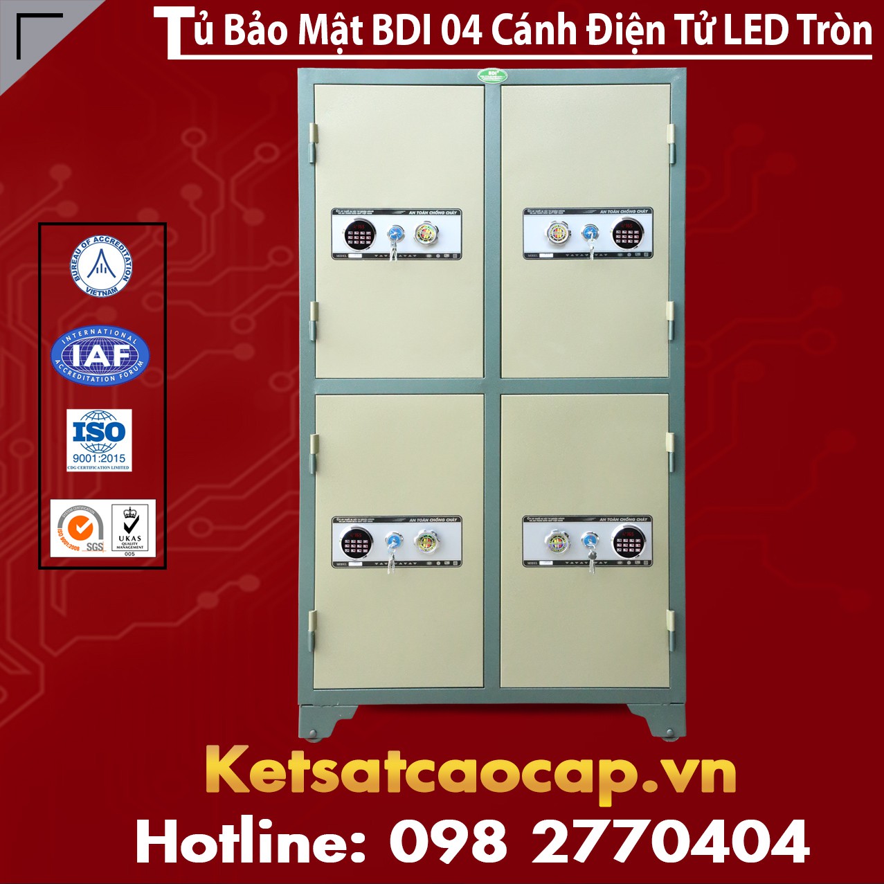 Tủ Bảo Mật BDI 4 Cánh Điện Tử LED Tròn