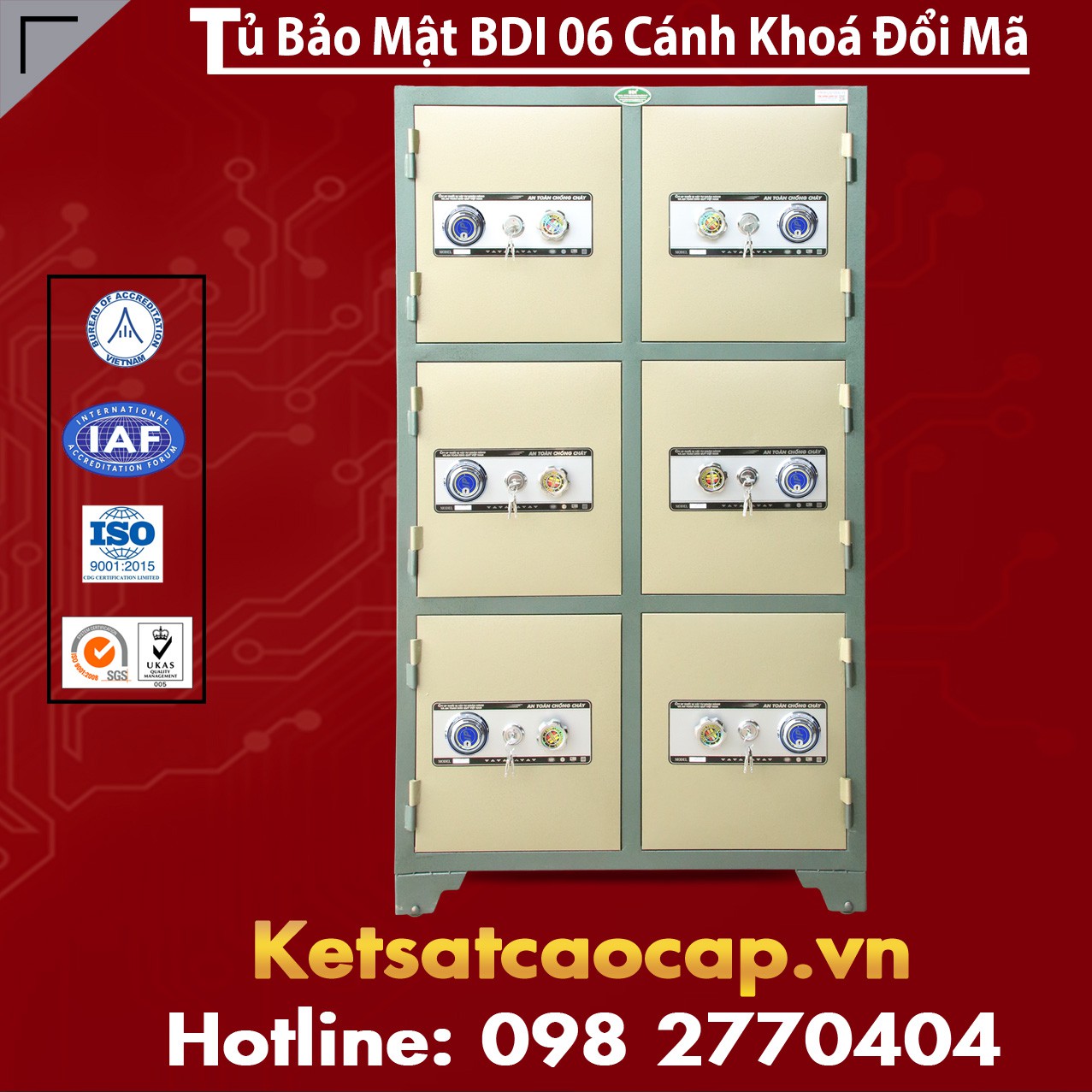 Tủ Bảo Mật BDI 6 Cánh Khoá Đổi Mã