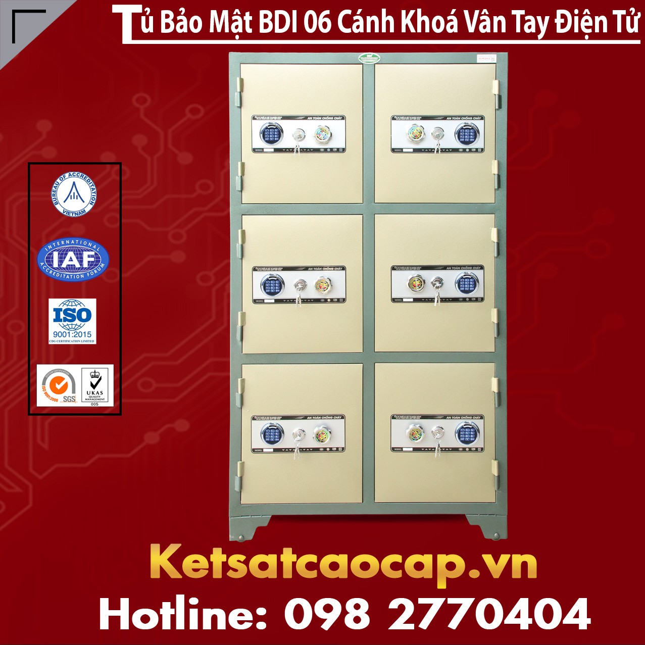 Tủ Bảo Mật BDI 6 Cánh Khoá Vân Tay Điện Tử