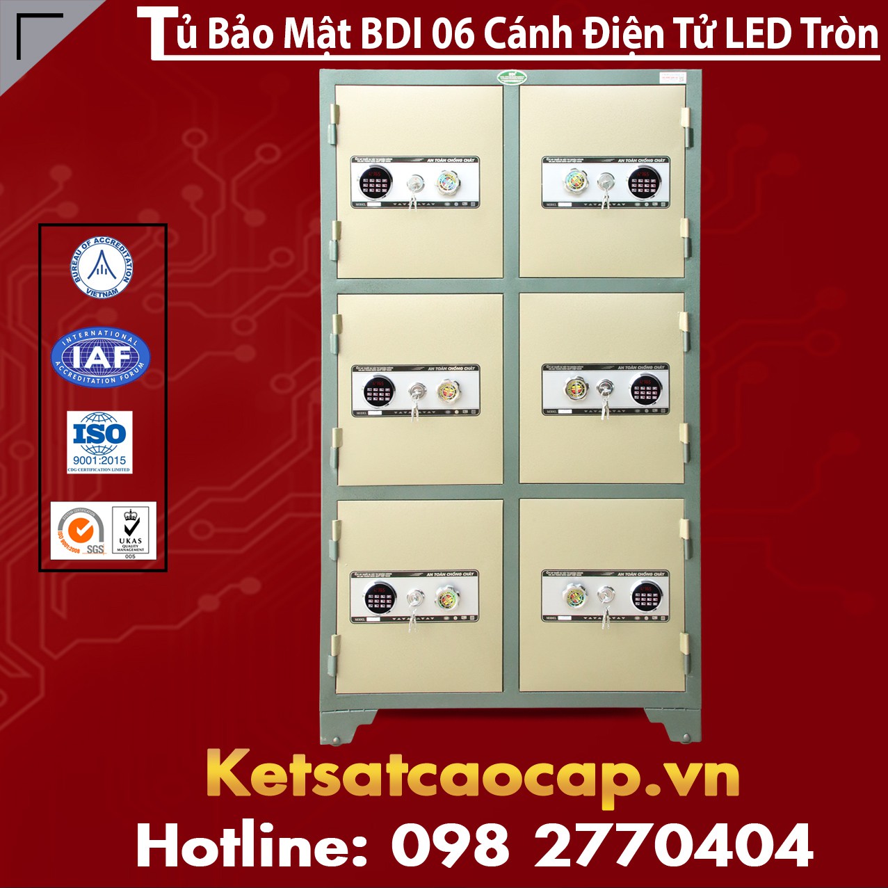 Tủ Bảo Mật BDI 6 Cánh Khoá Điện Tử LED Tròn