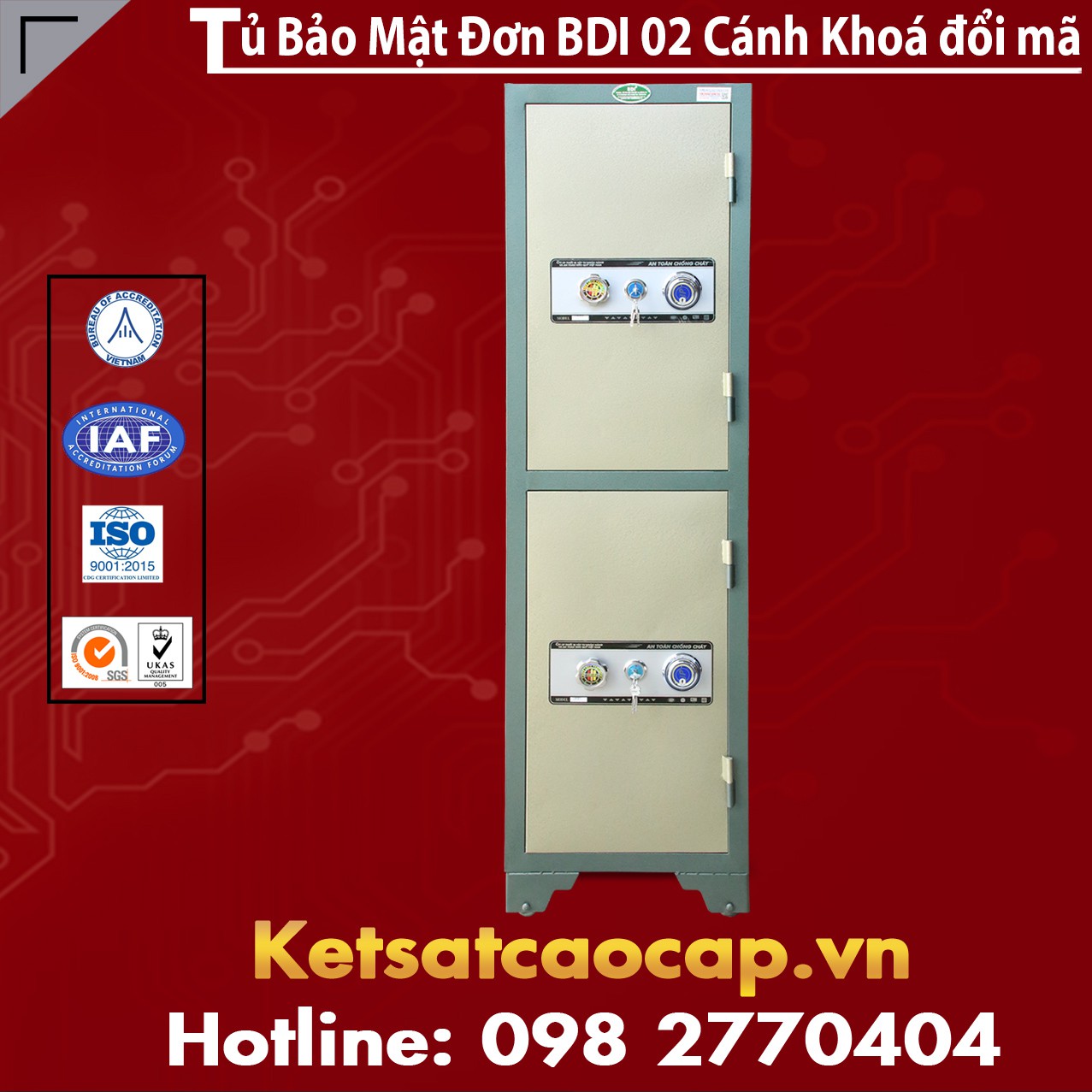 Tủ Bảo Mật Đơn BDI 02 Cánh Khoá Đổi Mã