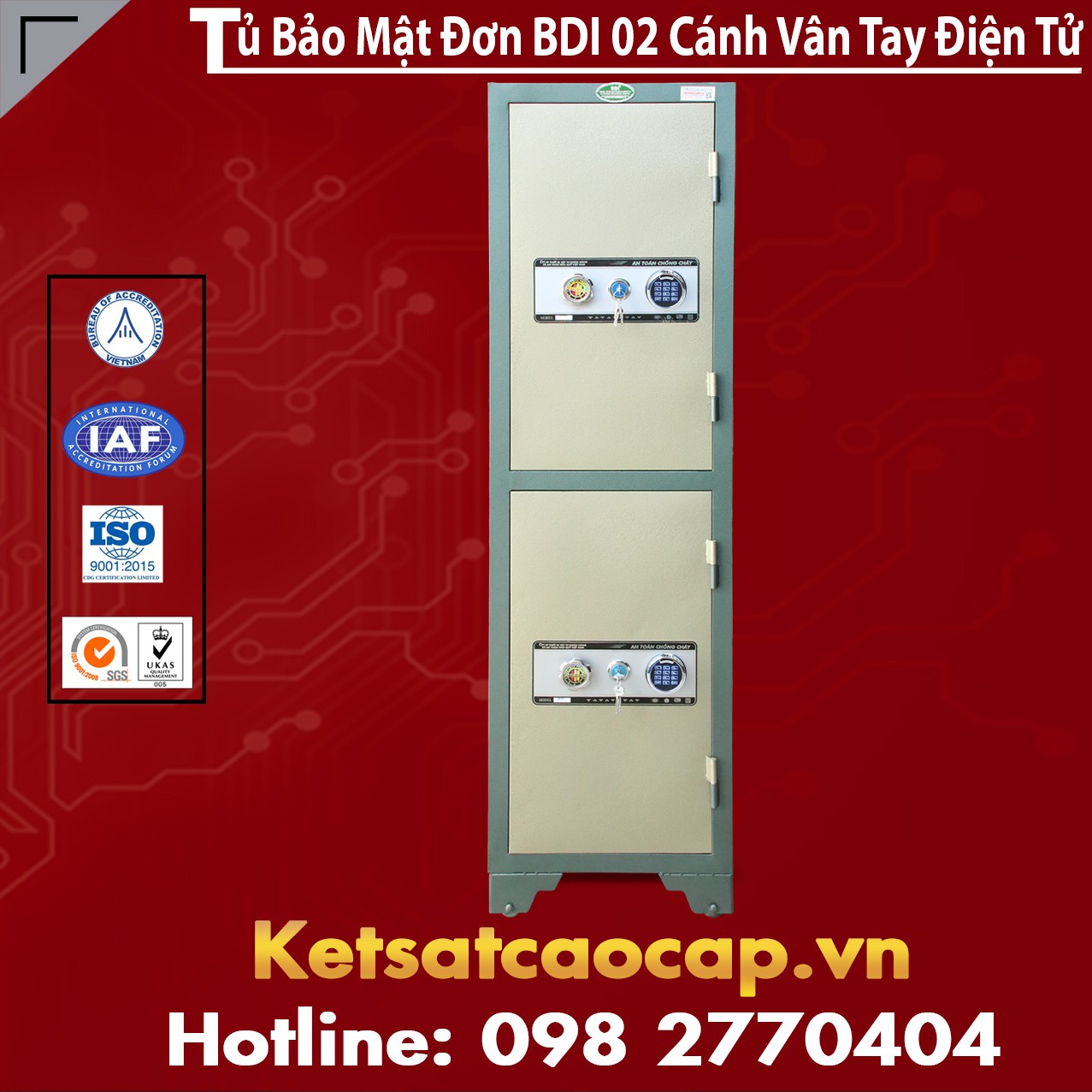 Tủ Bảo Mật Đơn BDI 02 Cánh Khoá Vân Tay Điện Tử