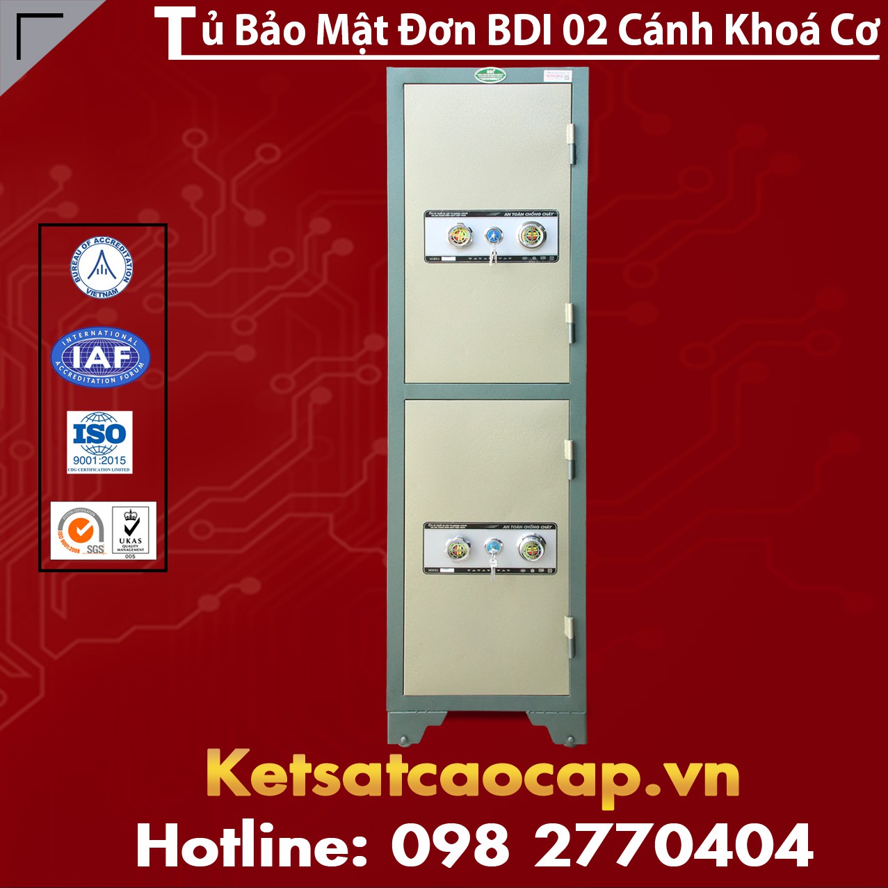 Tủ Bảo Mật Đơn BDI 02 Cánh Khoá Cơ